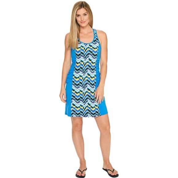 Soybu Rio Dress Womens XS Blue Sleeveless Tank BUILT IN BRA Ruched Casual X!03X - Picture 1 of 6